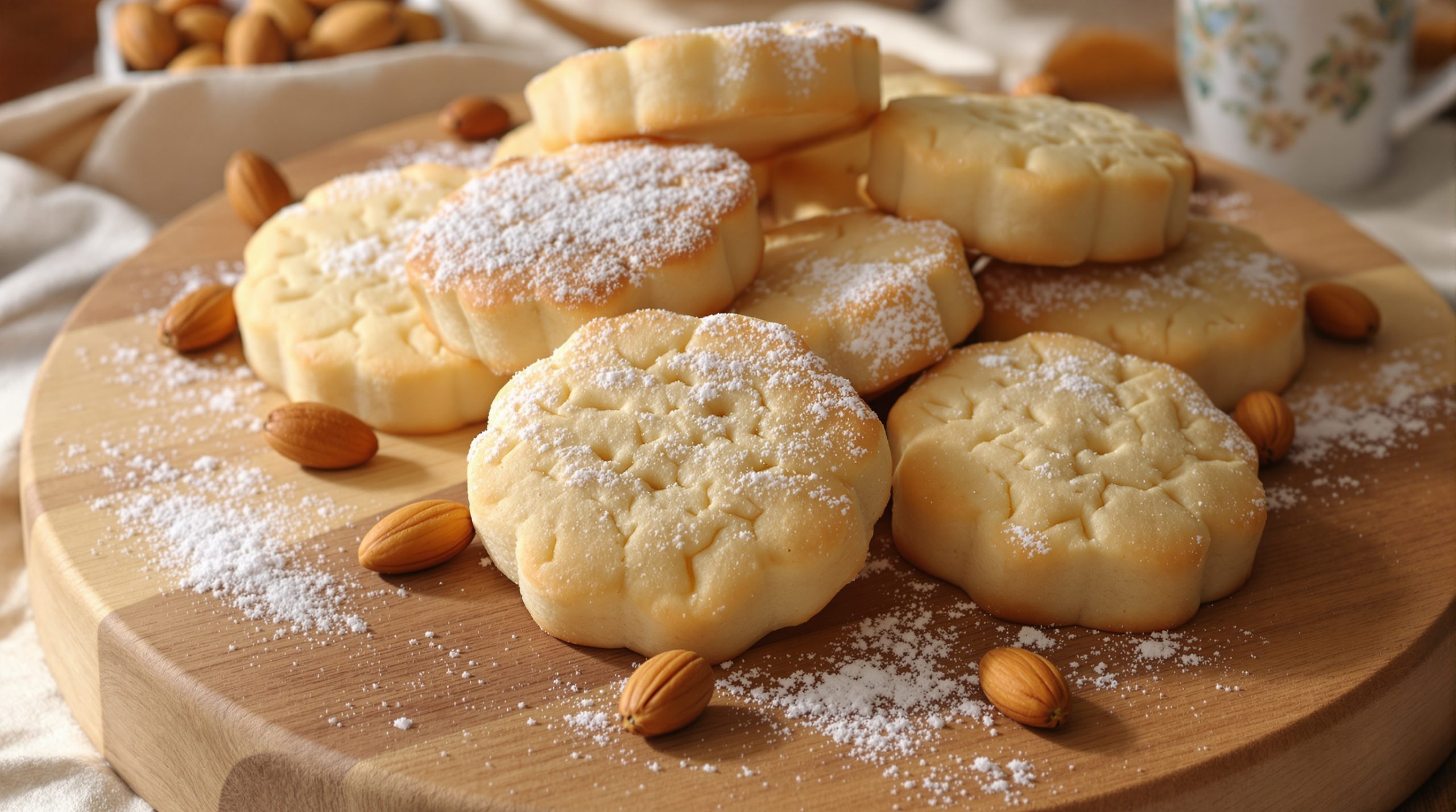 Ghribia aux amandes traditionnelles sur plateau
