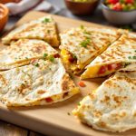 Quesadillas dorées sur planche