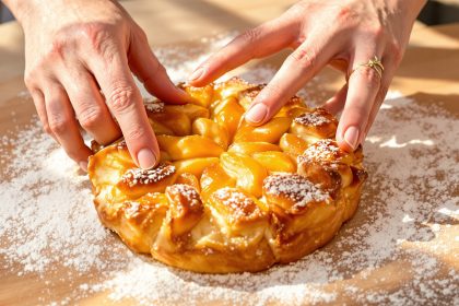 Galette artisanale sur planche en bois