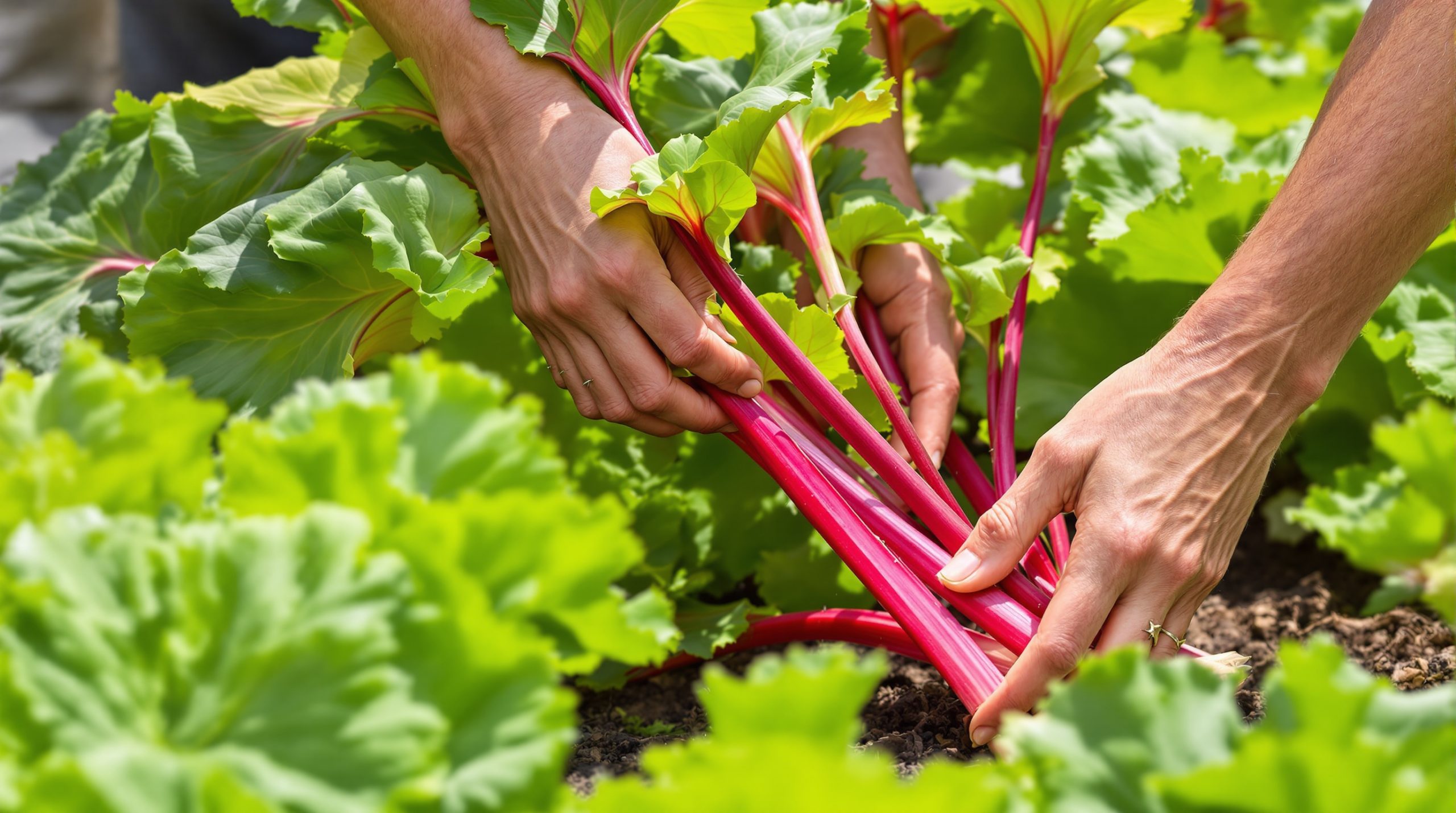 récolte_rhubarbe_potager