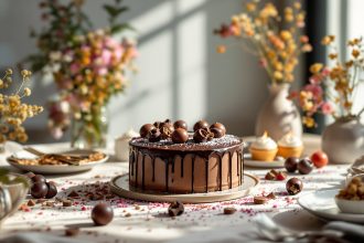 Dessert festif au chocolat.