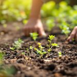 Jardinier préparant un parterre de printemps