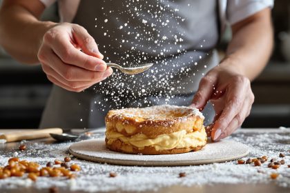 Pâtissier_saupoudrant_Paris_Brest