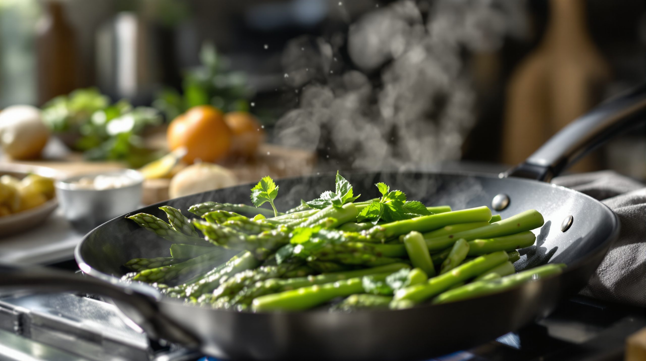 Asperges poêlées au basilic