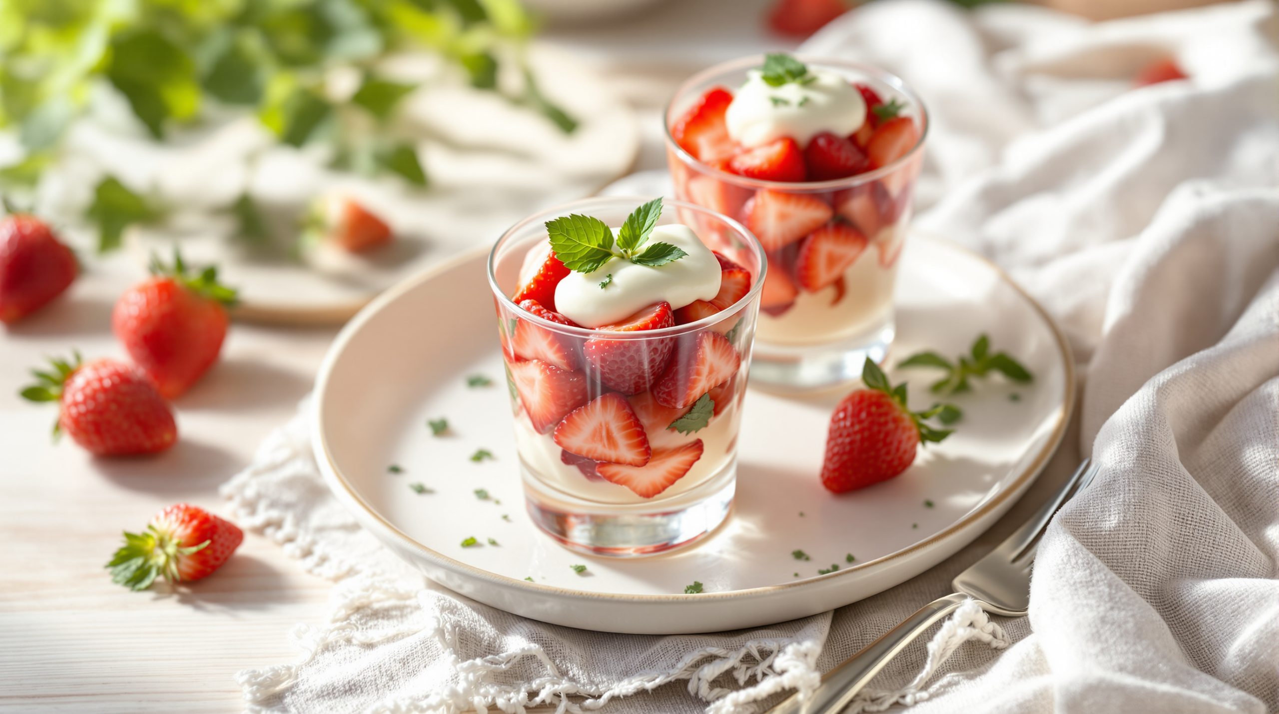 Dessert Fraises Verveine Printanier