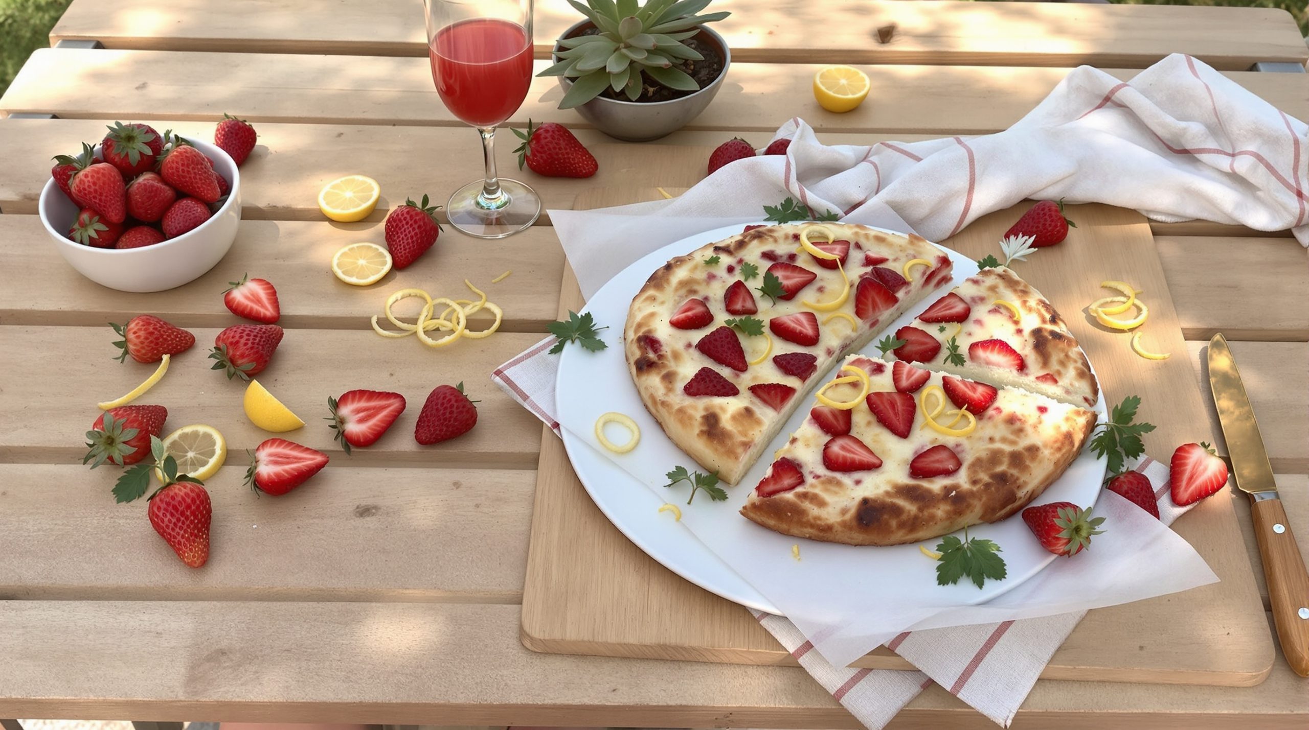 Focaccia_fraises_assiette_extérieur