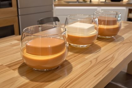 Verrines élégantes de panna cotta.