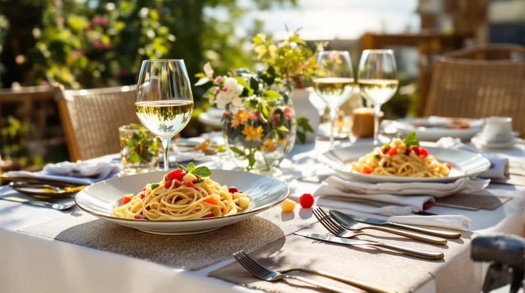Dîner méditerranéen en plein air