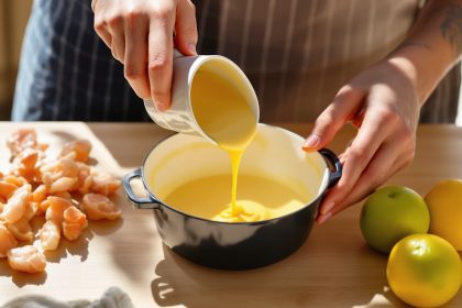 Préparation de crème glacée à la mangue