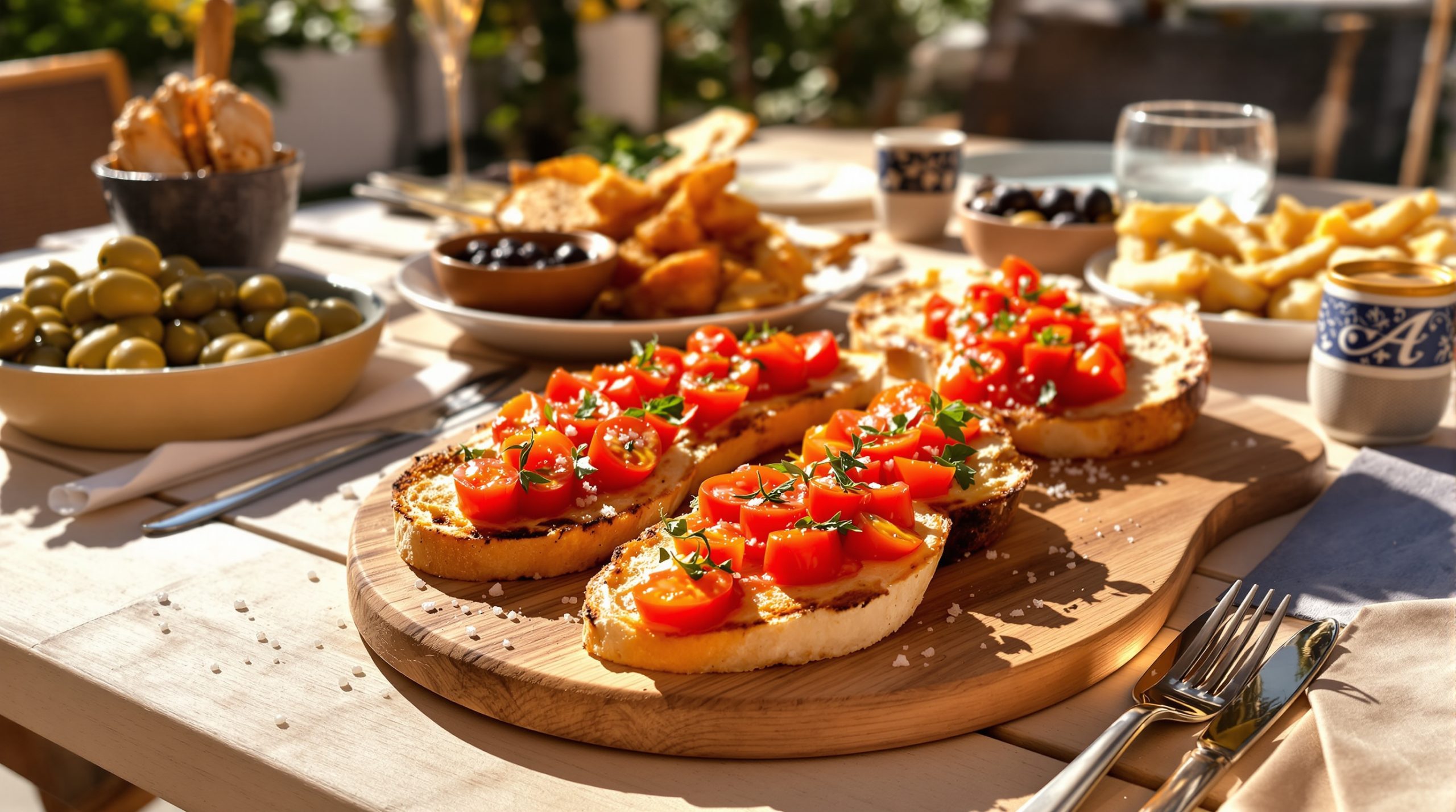 Terrasse méditerranéenne avec tapas