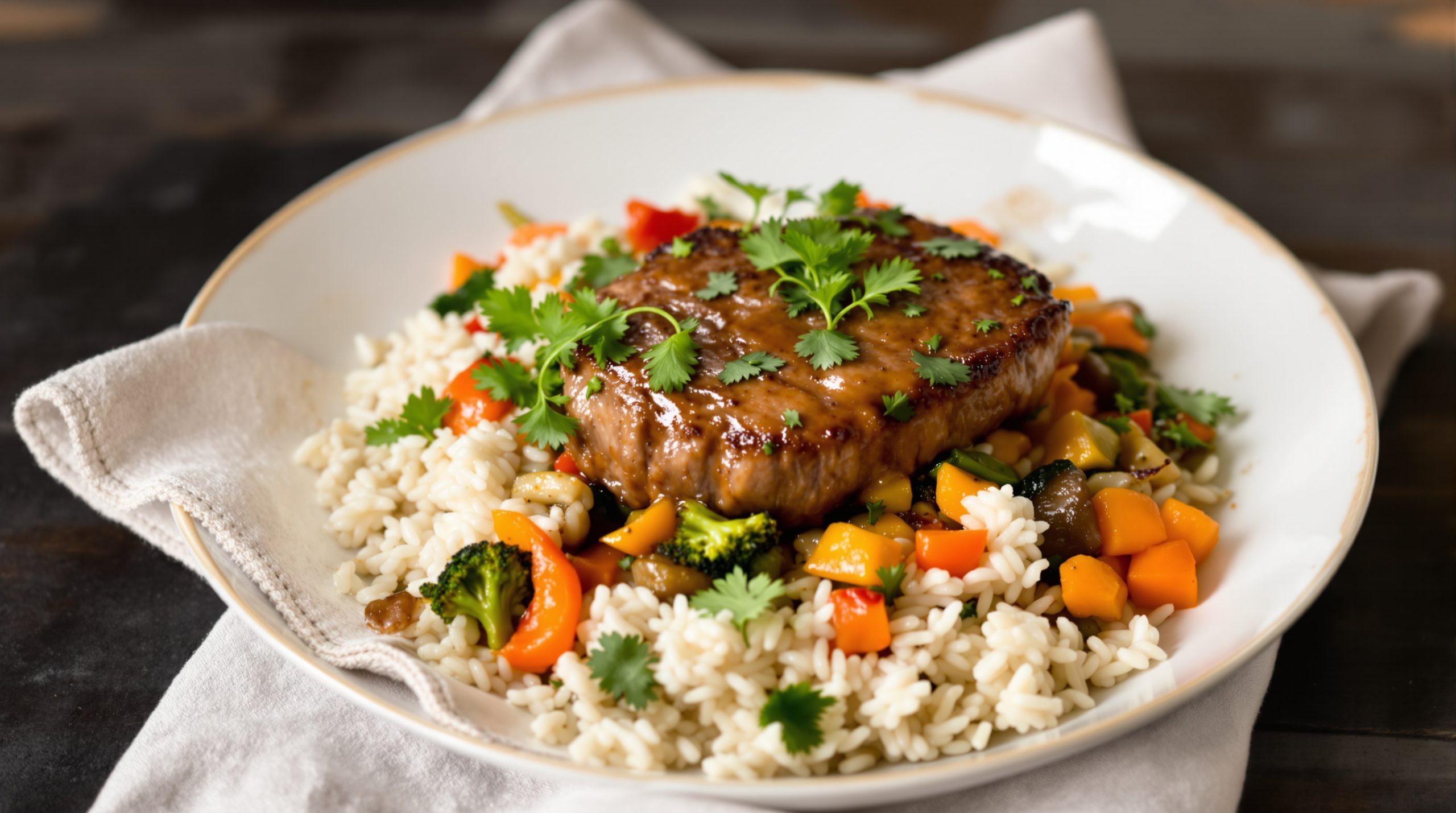 Assiette steak japonais et riz