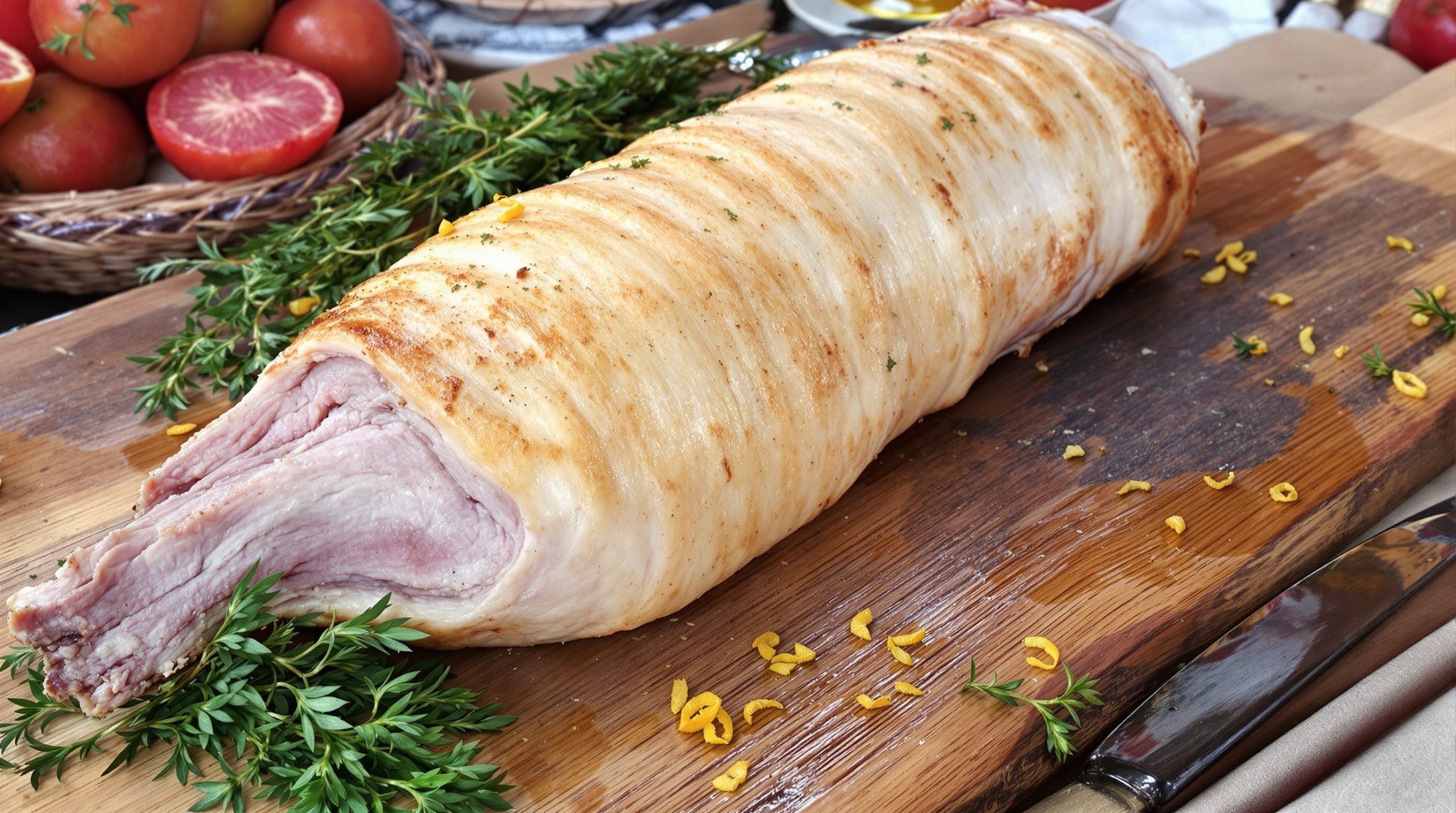 Porchetta sur marché méditerranéen