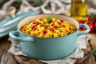 Riz au chorizo fumant