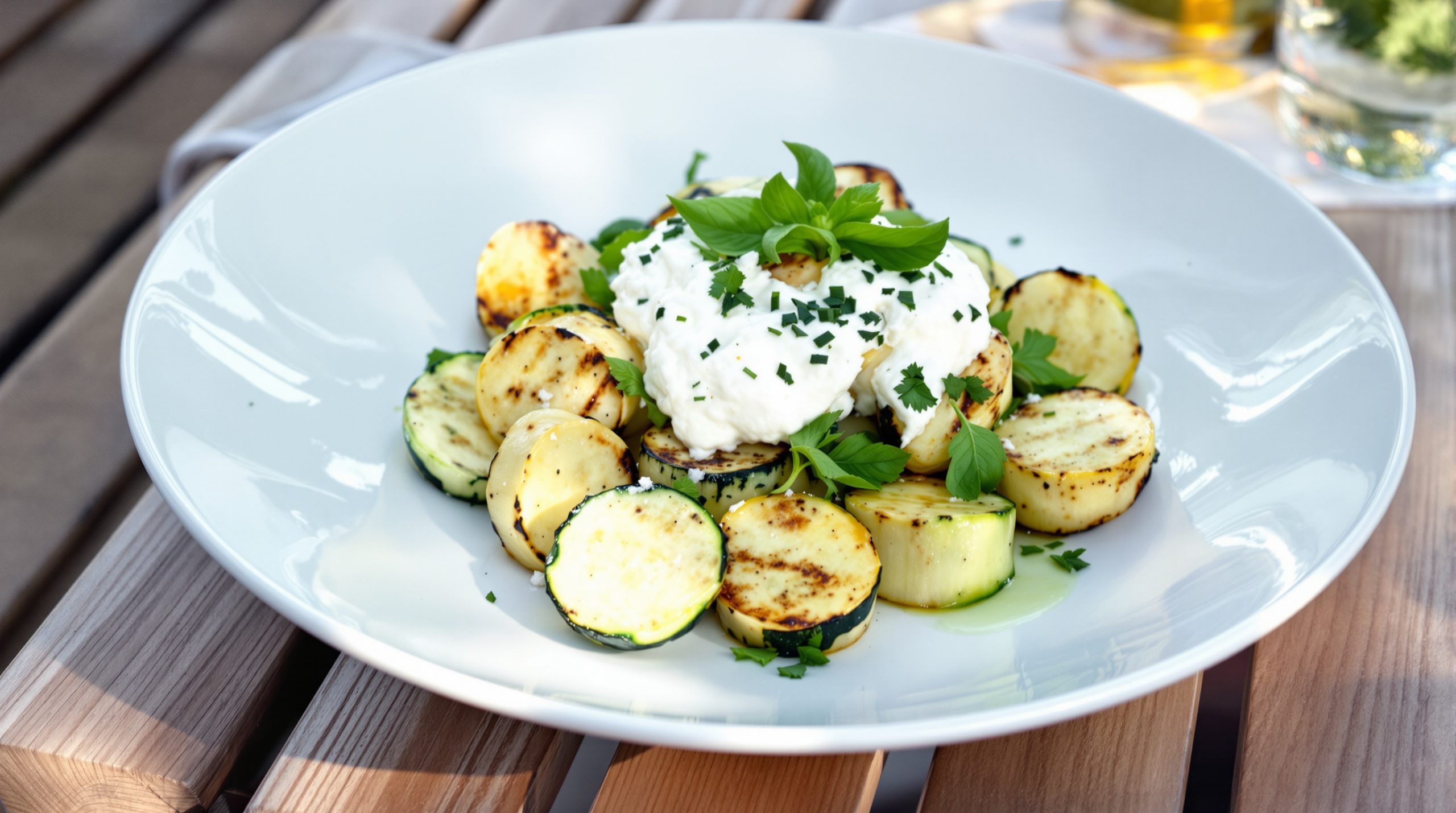 rouleaux_courgettes_assiette_extérieure_rustique