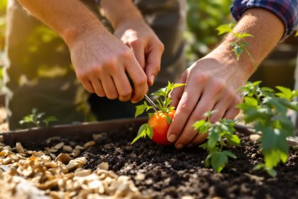 Technique de jardinage au potager.