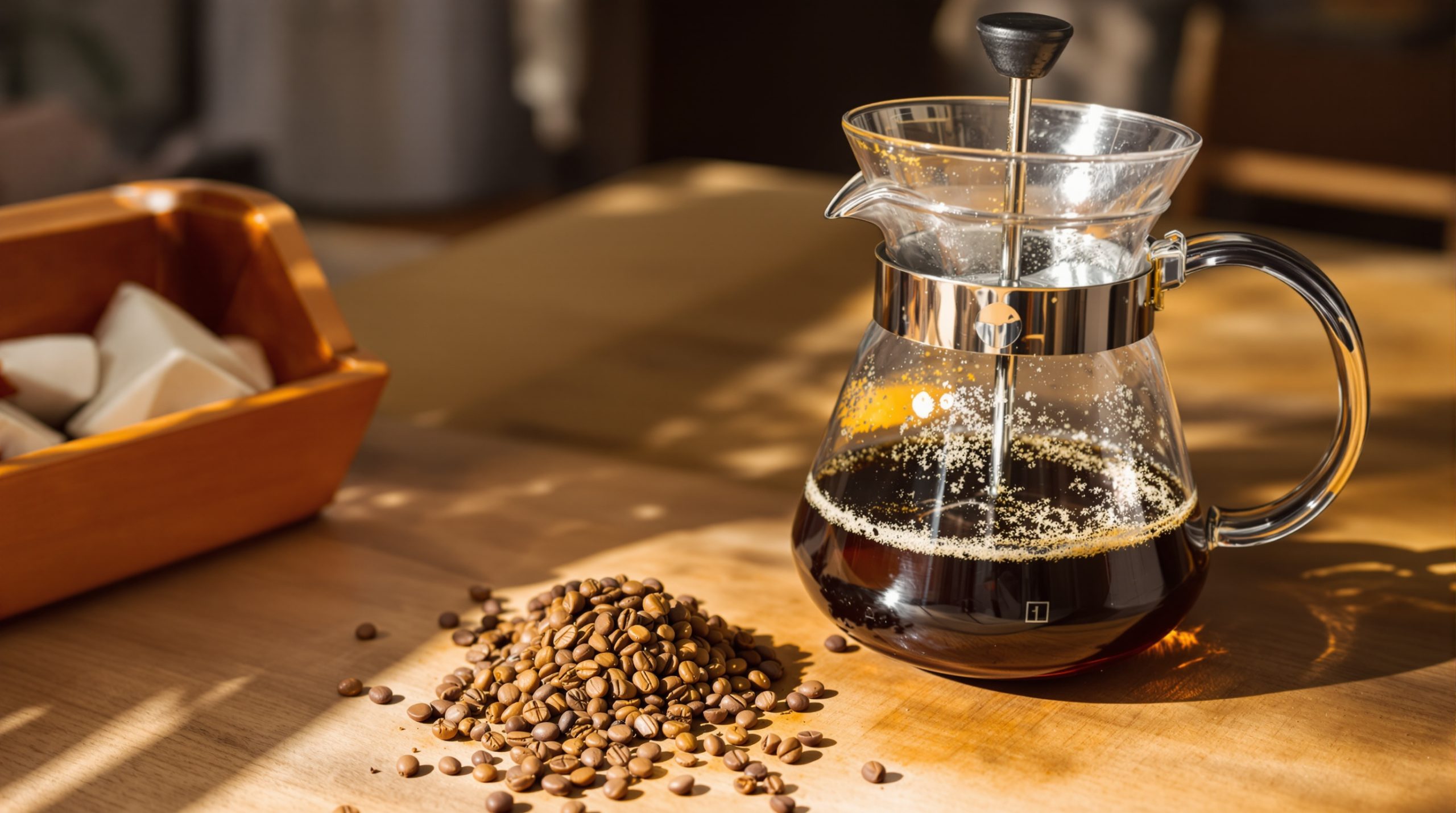 cafetière_piston_grains_table_boissonnée